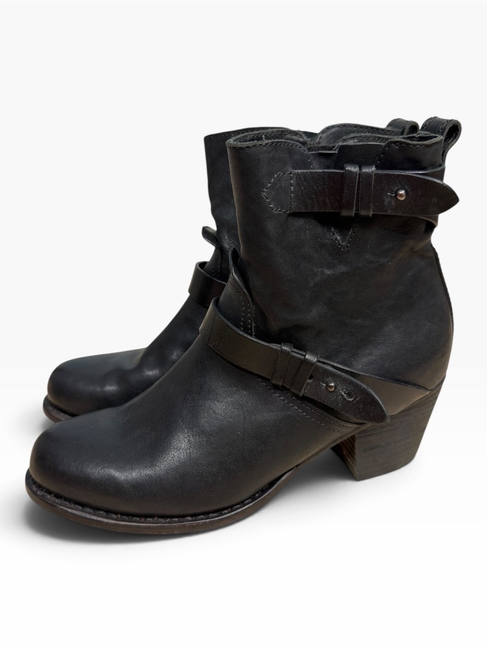 Rag & Bone Harper Moto Boots Black Leather Ankle Boots Women EU 38.5 US 8.5